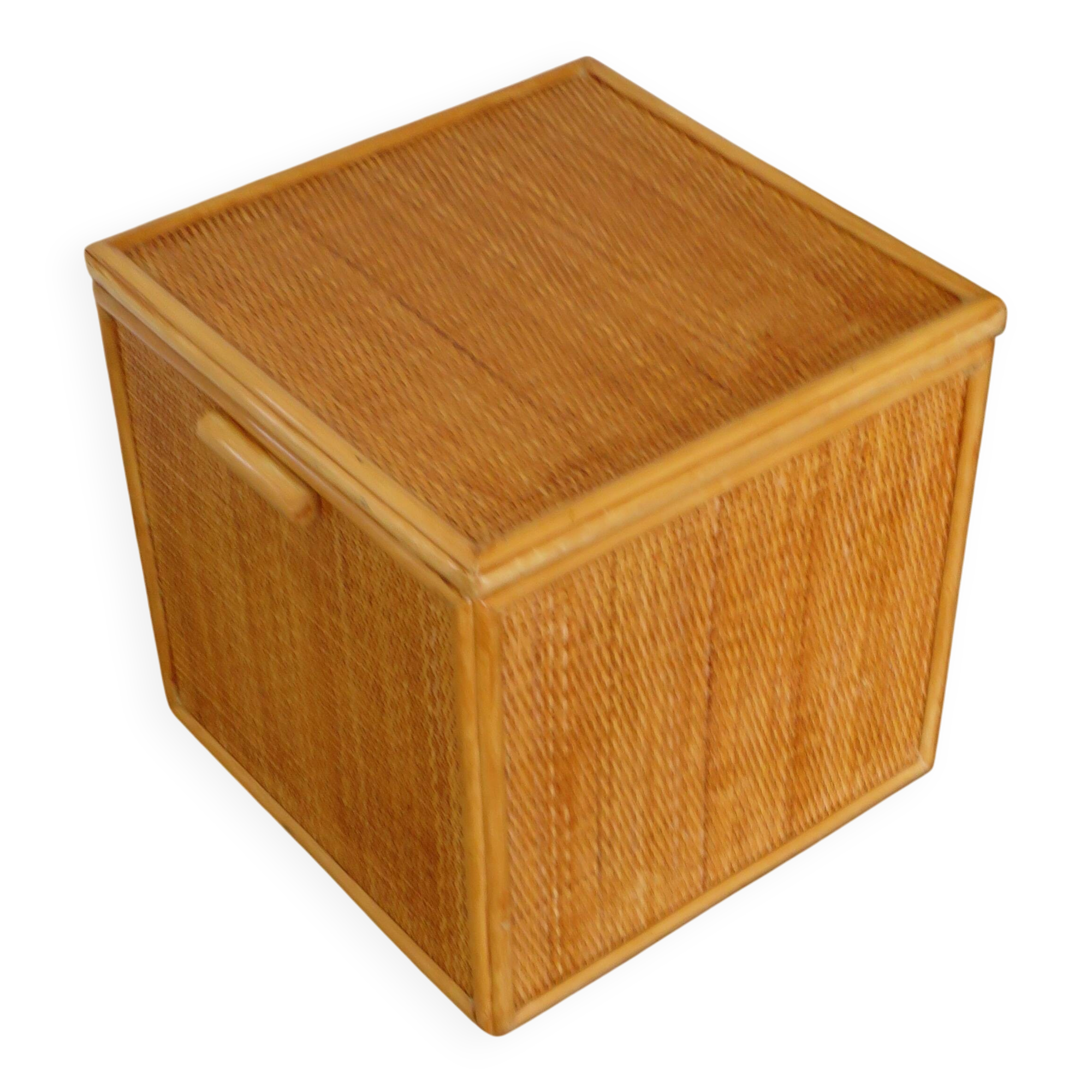 Woven rattan chest, wood and bamboo, 1980s
