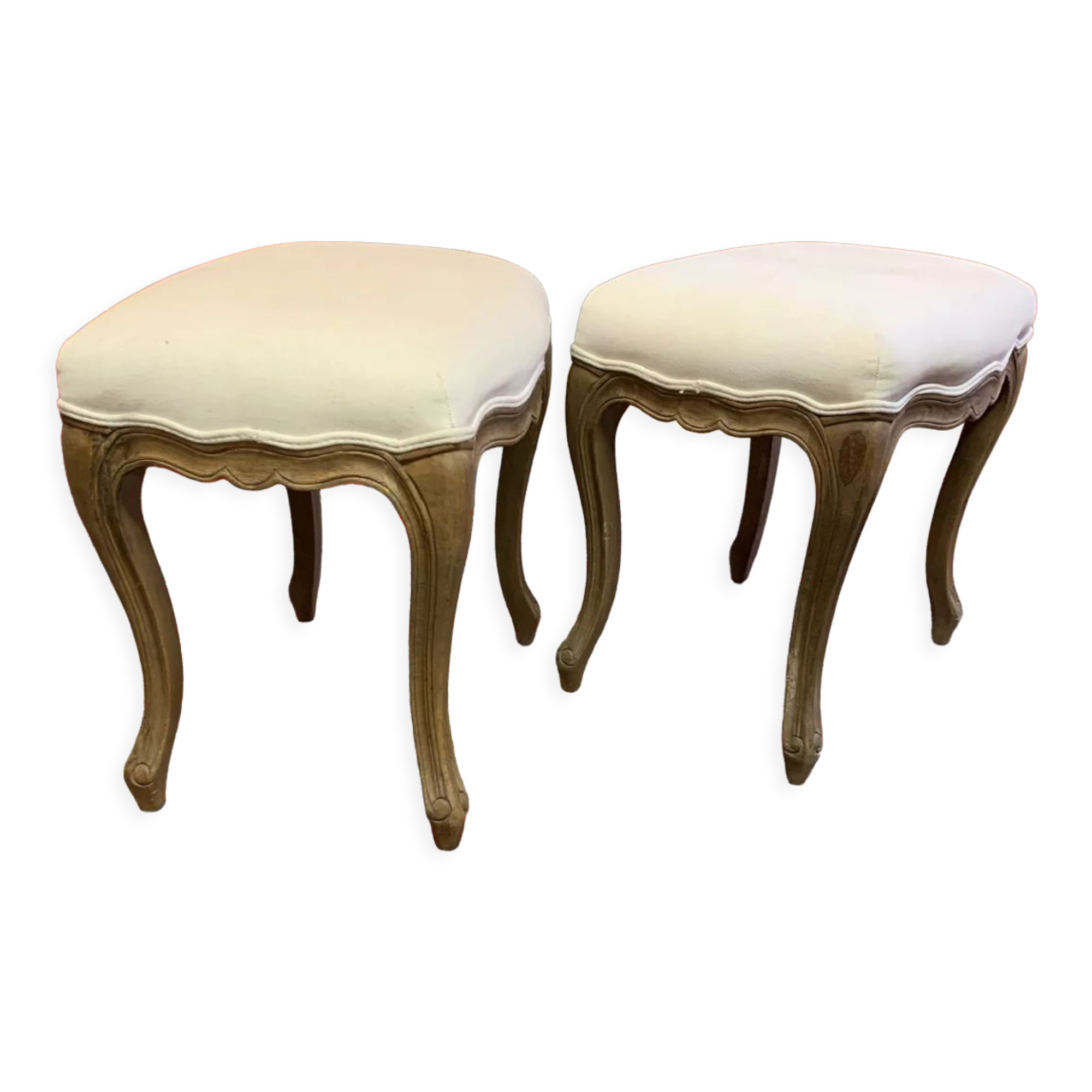 Pair of beige stool Louis XVI style