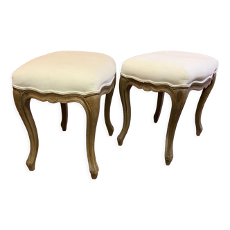Pair of beige stool Louis XVI style