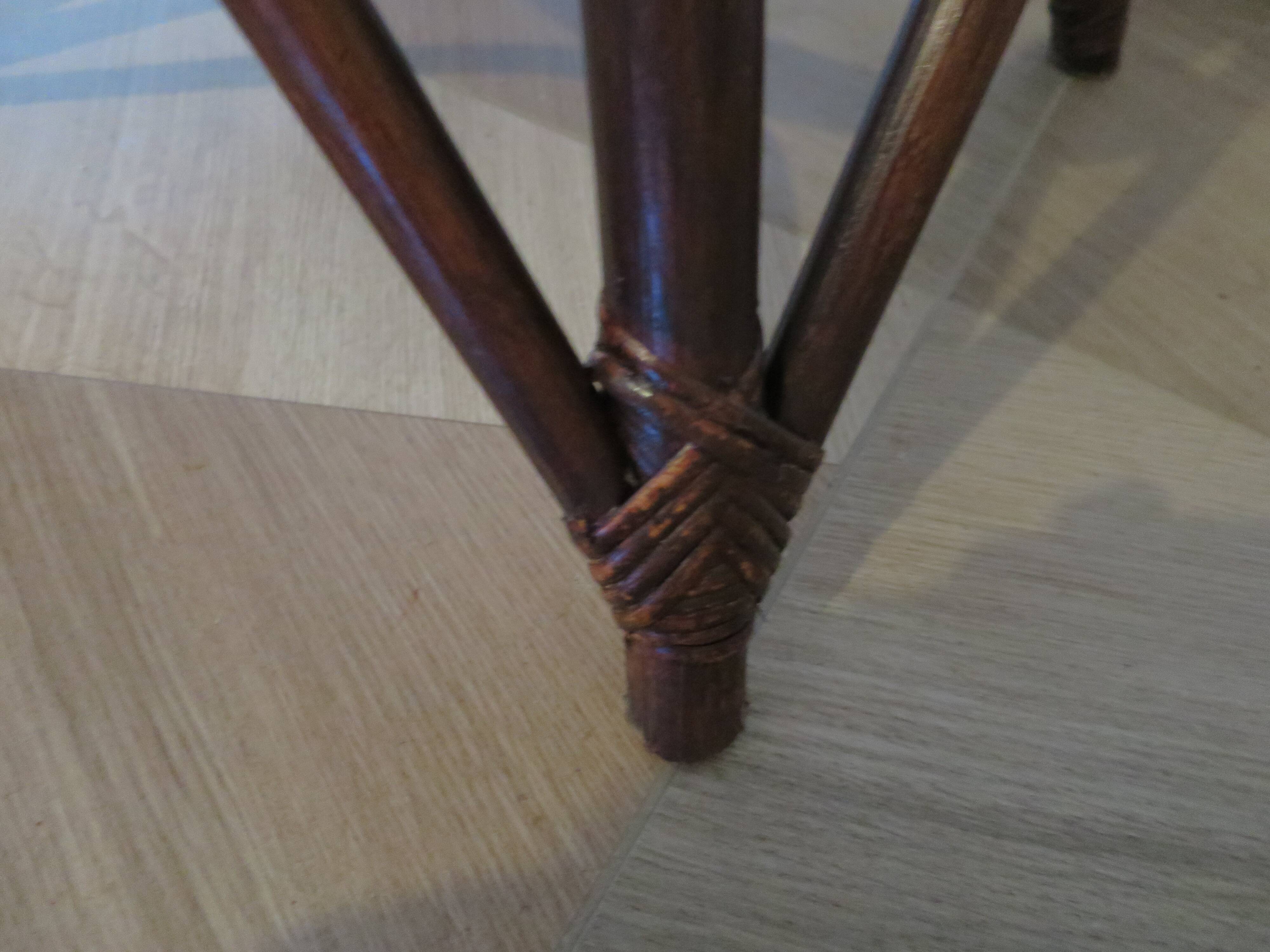 Set of 2 swivel bar stools / chairs - wood - cane - rattan - 80s