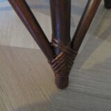 Set of 2 swivel bar stools / chairs - wood - cane - rattan - 80s