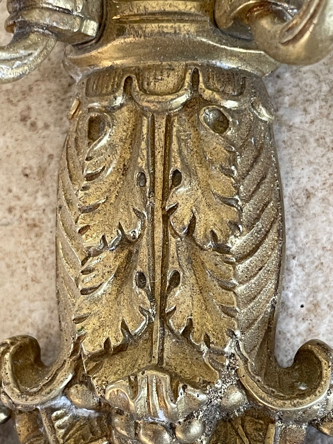 Pair of antique wall sconces in bronze - Louis XVI style / Saying