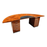 Bureau de direction vintage en loupe de bois – années 1970