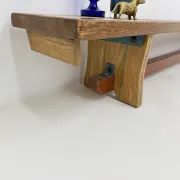 Banc d'école en bois massif vintage, années 1970