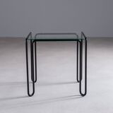 Minimalistic wireframe sidetable with glass top