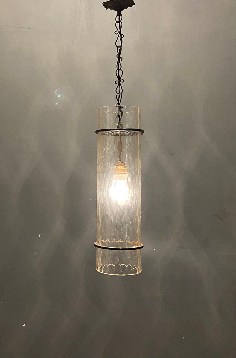 Italian wrought iron murano lamp light pendant