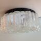 Round ceiling lamp in bubbled glass / vintage 60s-70s