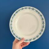Set of 8 vintage dinner plates - St Amand earthenware, blue floral pattern and