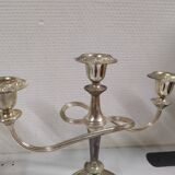 Set of 2 silver metal candlesticks