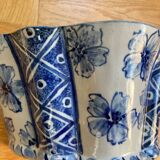 Pair of ceramic flower pots - flower picks with blue floral motifs
