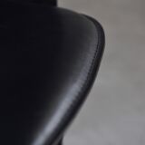 Vintage black leather dining chairs,  1980