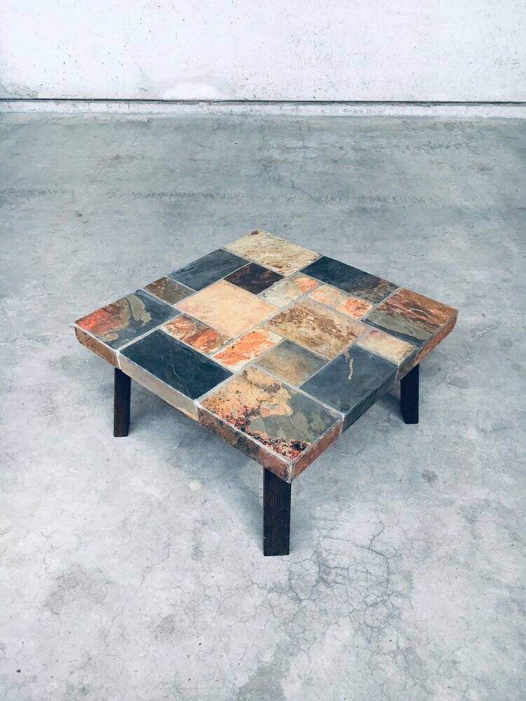 Brutalist Style Coffee Table in Slate Stone, 1970s
