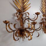 Pair wall lamp 1950 gold metal