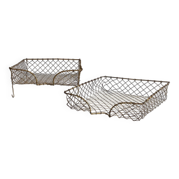 Bannettes empilables fil de laiton vintage
