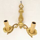 Pair of sconces in gilded bronze double candles