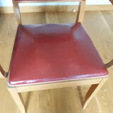 Red skaï bridge armchair
