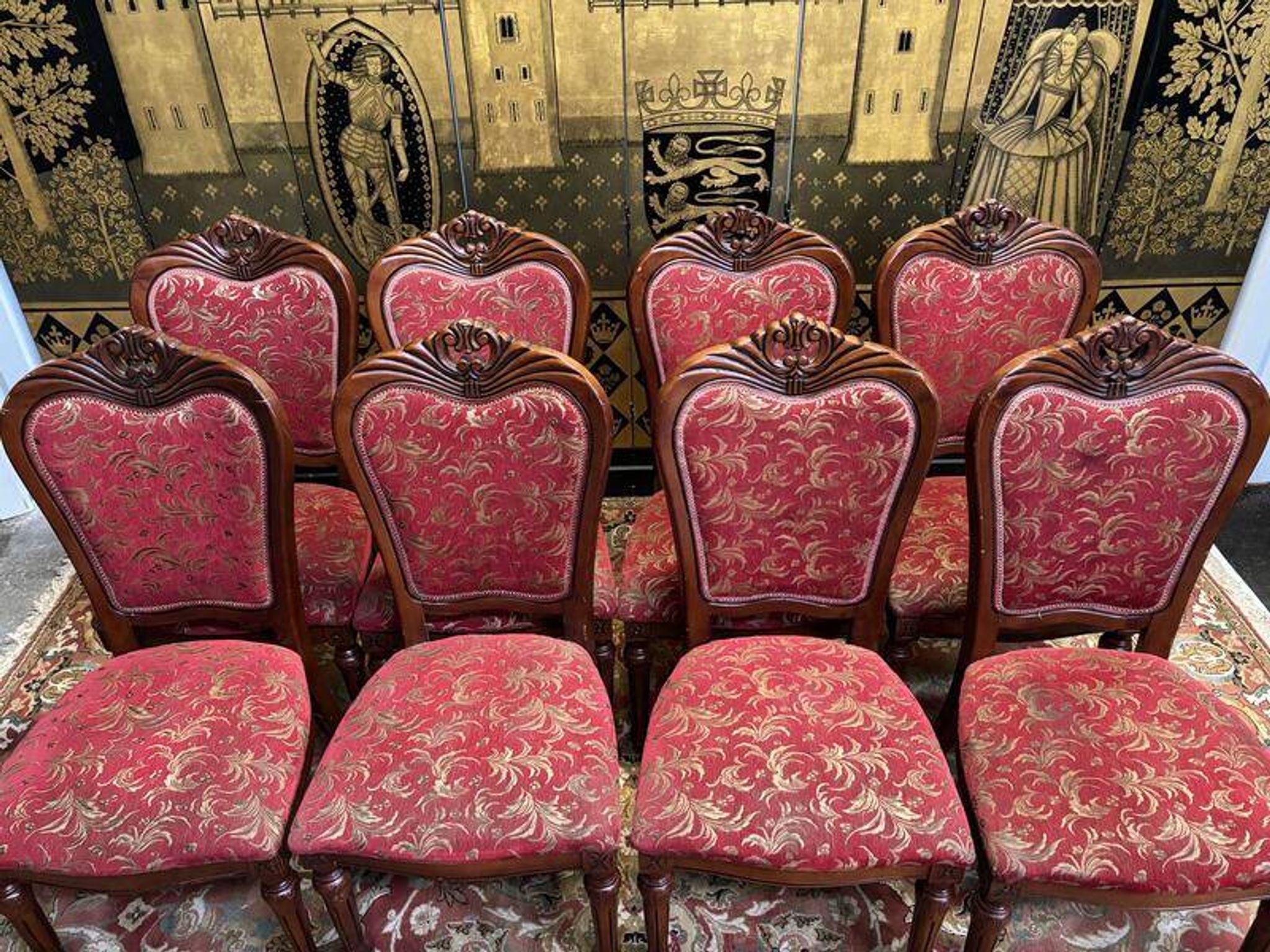 2x8 wooden and fabric chairs