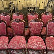 2x8 wooden and fabric chairs