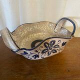 Vintage Ceramic Salad Bowl with Blue Floral Decor, Made in Italy