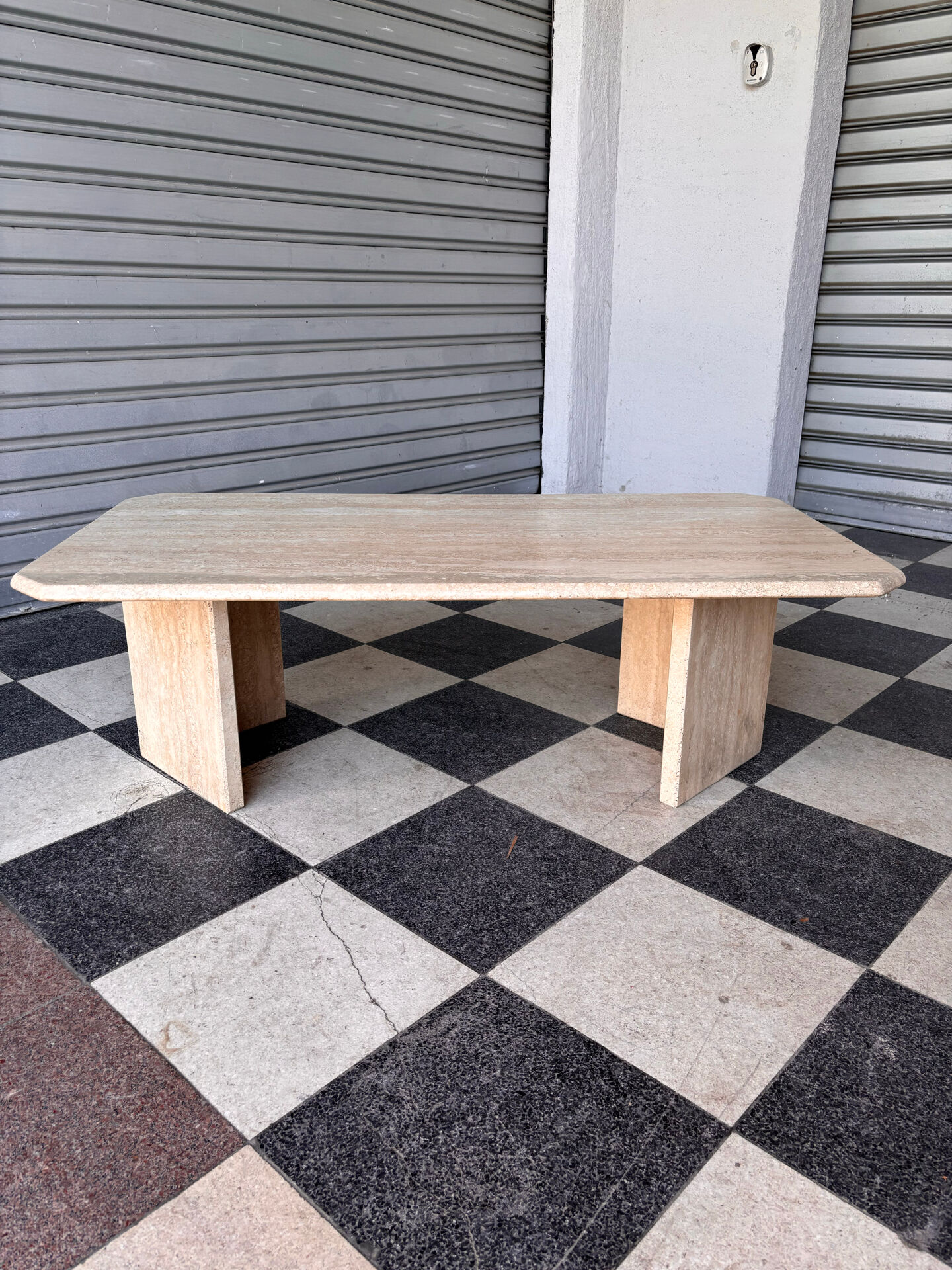 Vintage coffee table in travertine
