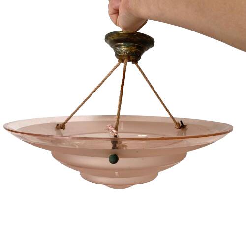 Art Deco pink glass basin pendant light