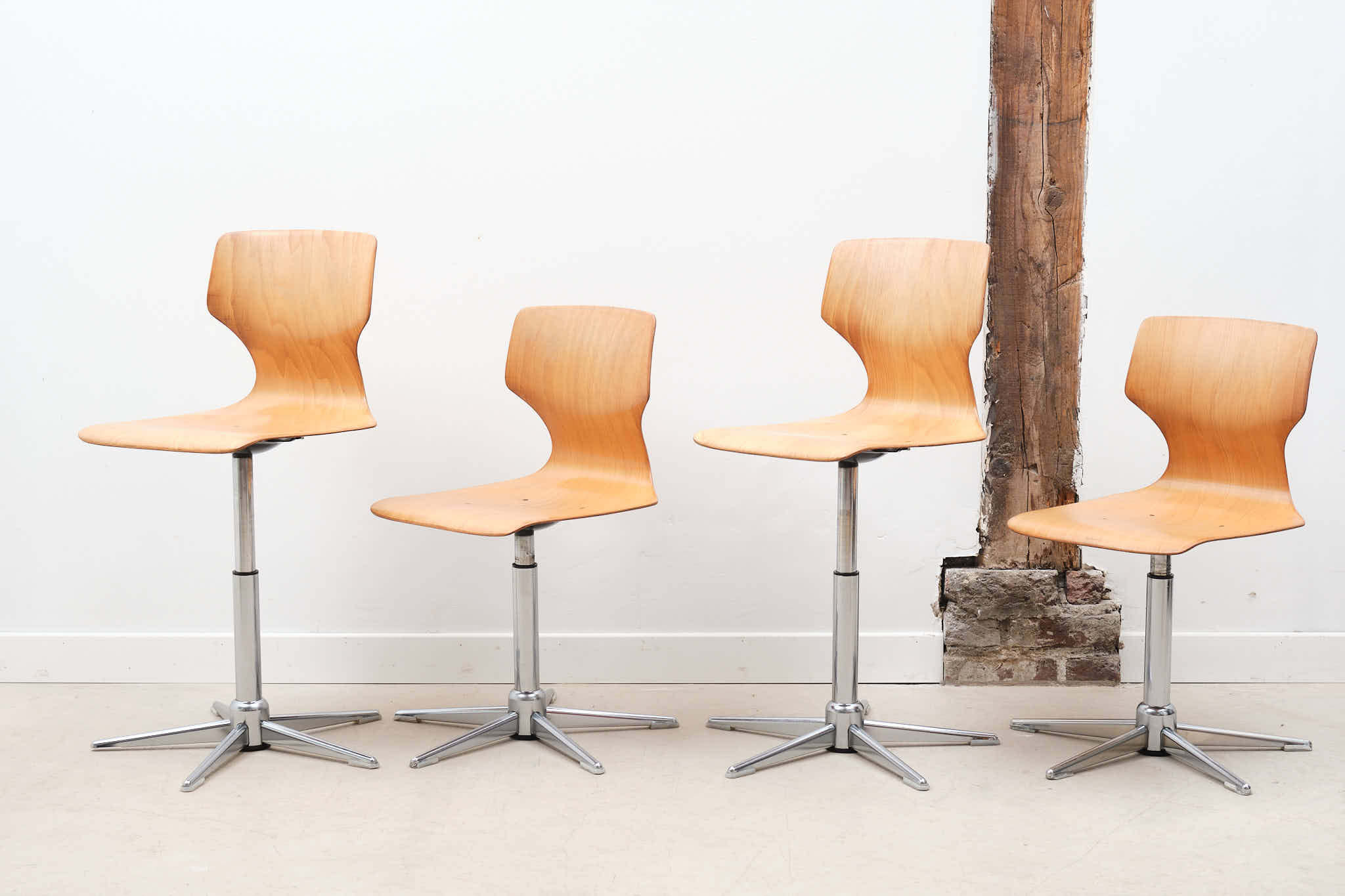 Vintage chair adjustable workshop beech chrome