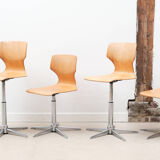 Vintage chair adjustable workshop beech chrome