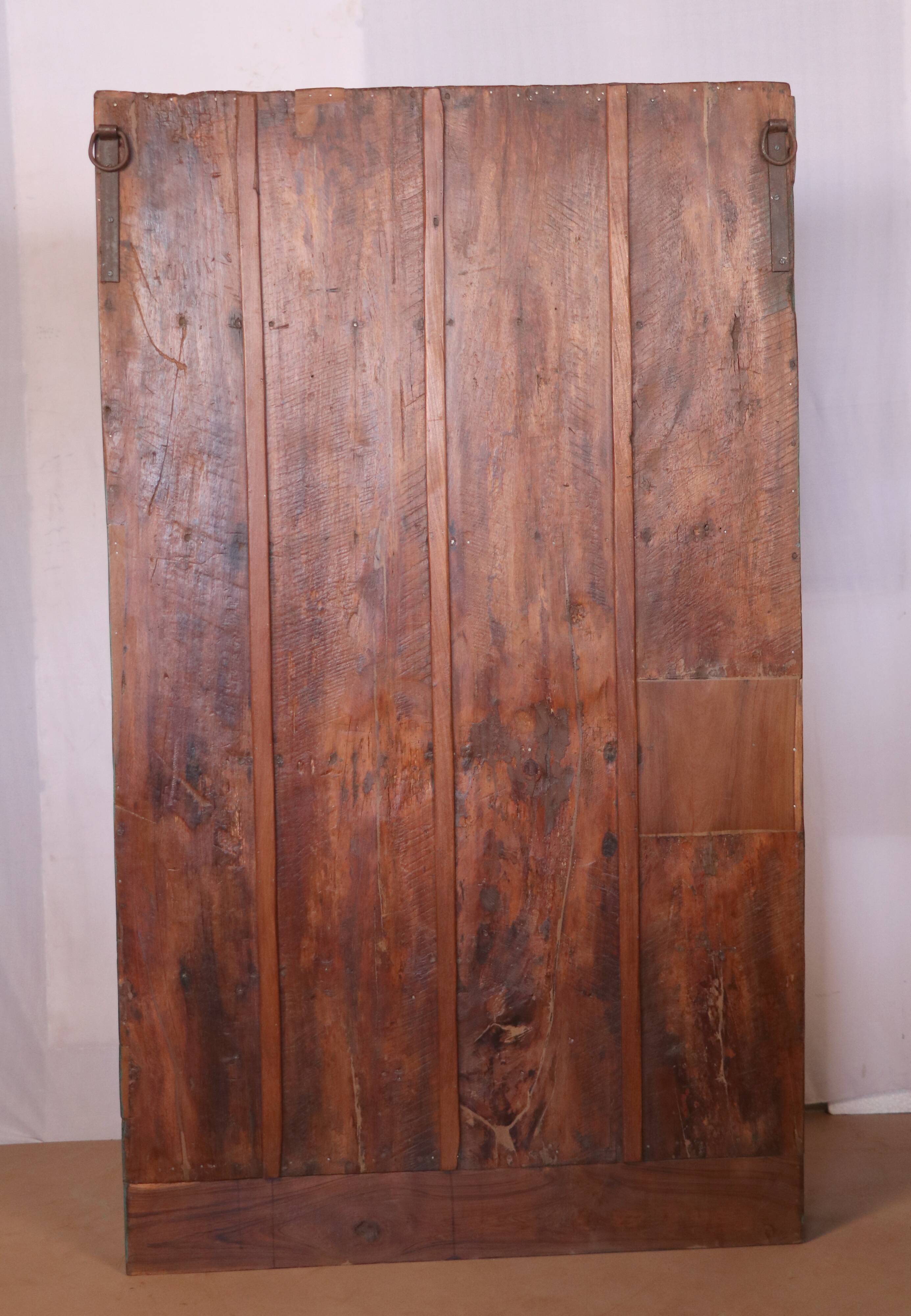 Old showcase in original blue patina Burmese teak