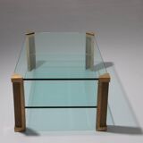 Table de salon en laiton Peter Ghyzcy modèle T14D 1970 Design hollandais
