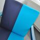 Azure blue Art Deco armchair in wood and cotton, 1920s, fully restored.