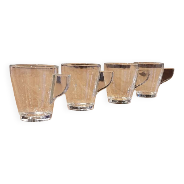 4 tasses à café en verre transparent