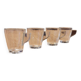 4 tasses à café en verre transparent