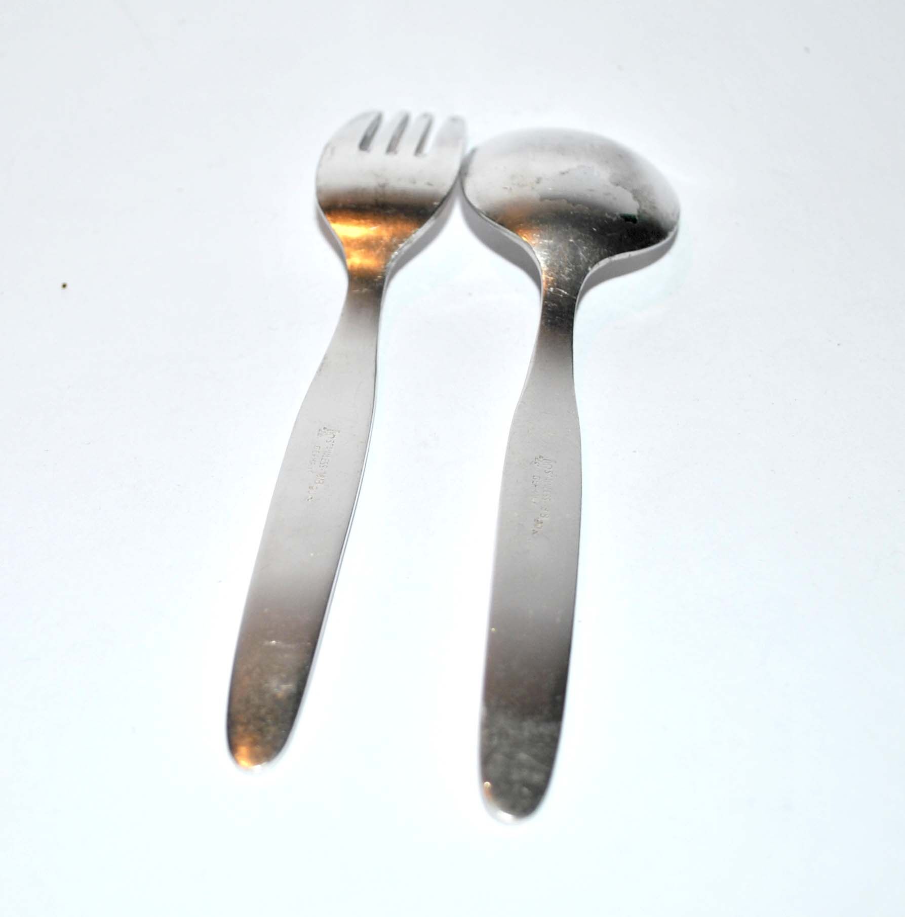 Vintage stainless steel children's cutlery - dog and squirrel germany