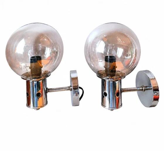 Pair of chrome wall lights 1970