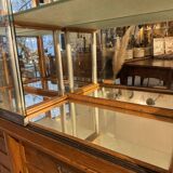 Large antique oak shop display cabinet