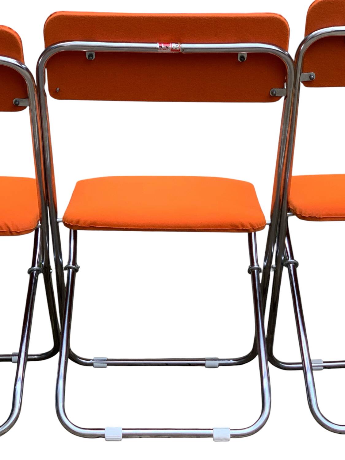 Framar orange felt folding chairs 1970