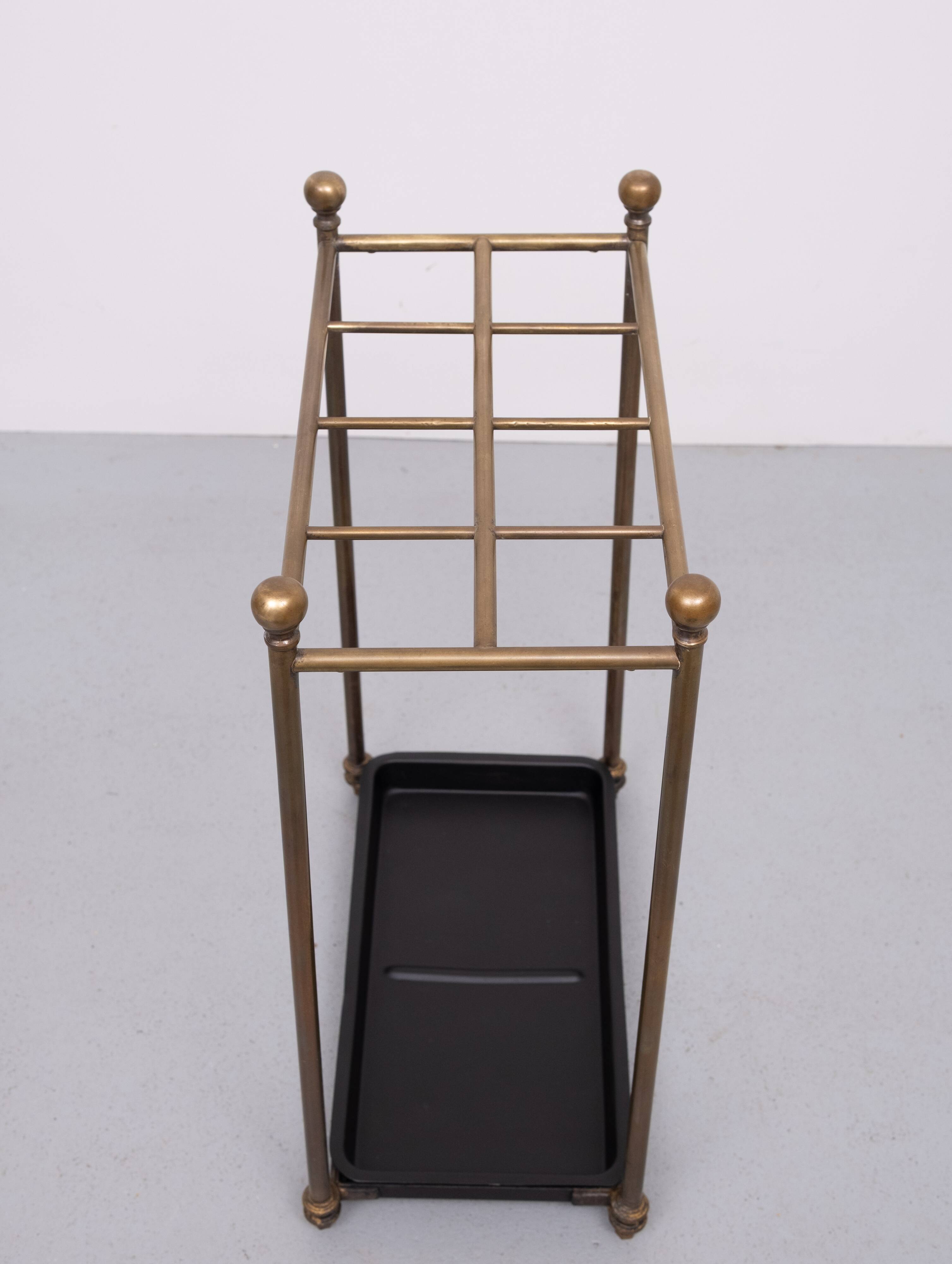 Rectangular Brass And Cast Iron Umbrella Stand. French. Circa 1900