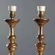 Pair of antique carved wooden candlesticks, Italy, 19th century