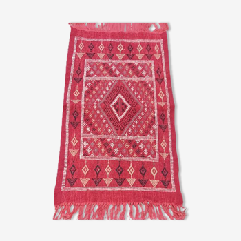 Tapis  tissé main  rouge en pure laine