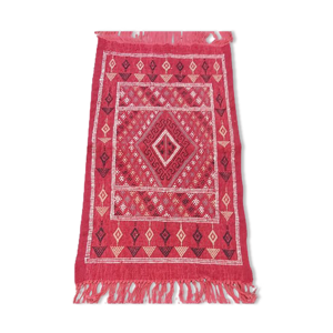 Tapis tissé main rouge - pure laine