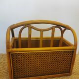 Vintage bamboo rattan and canning magazine holder
