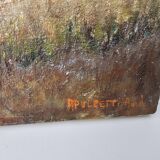 Painting - Oil on canvas View of the Ambérieu en Bugey mountain Signed Aimé Apul