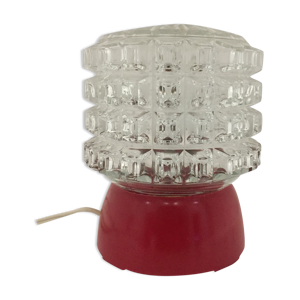 Lampe vintage en verre et plastique