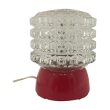 Vintage lamp in glass and red plastic year 1970
