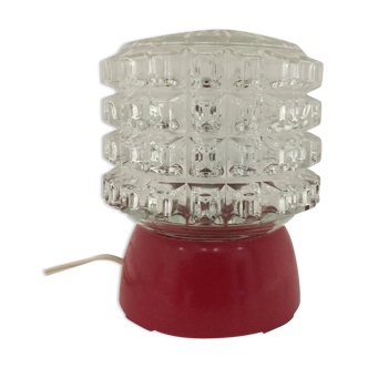 Vintage lamp in glass and red plastic year 1970