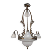 Lustre époque Art Nouveau en laiton et bronze