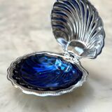 Antique silver-plated shell butter dish
