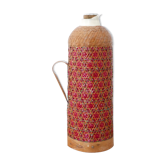 Bouteille thermos recouverte d'osier années 60