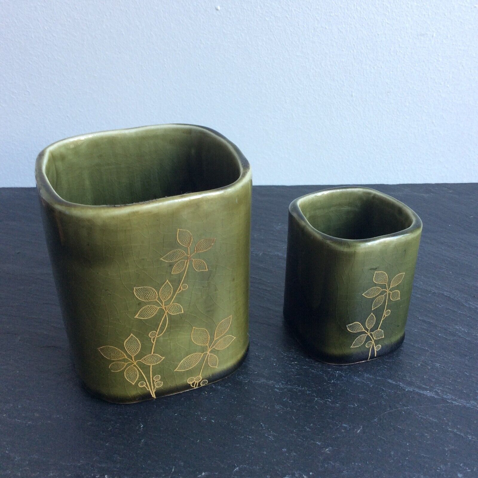 Vases old brown earthenware fives lille art nouveau