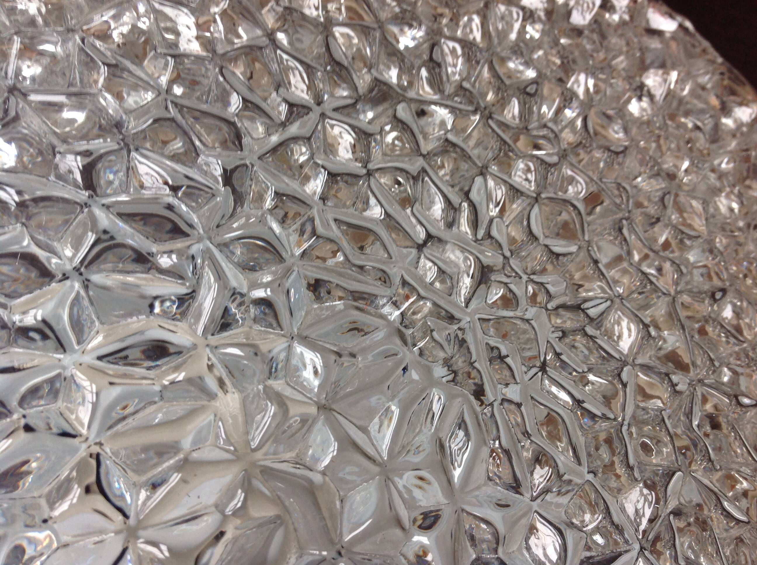 Plafonnier rond en verre pointes de diamants par RZB Leuchten / vintage années 60-70